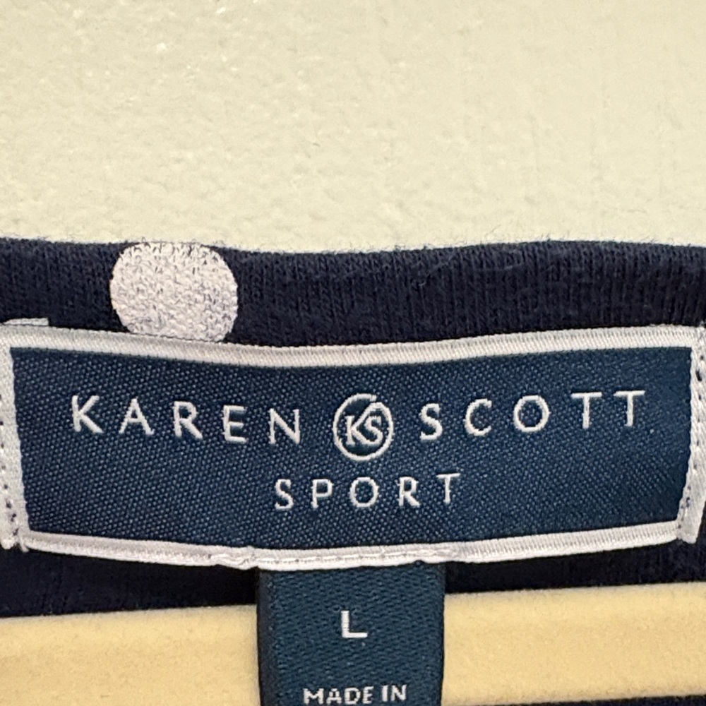 Karen Scott Navy Blue Polka Dot Dress – Size Large – NWOT - Picture 2 of 8